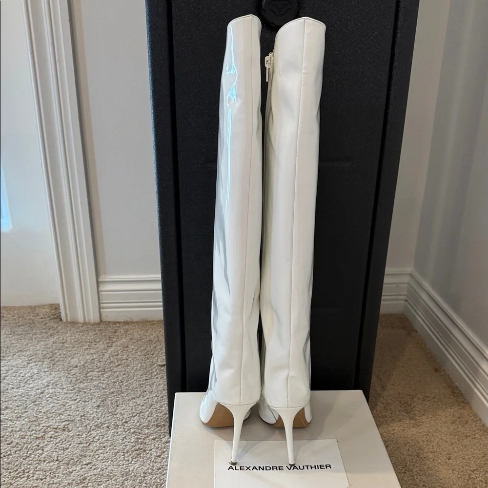 Alexandre Vauthier Patent Leather Over-the-Knee Boots – White – Size 37